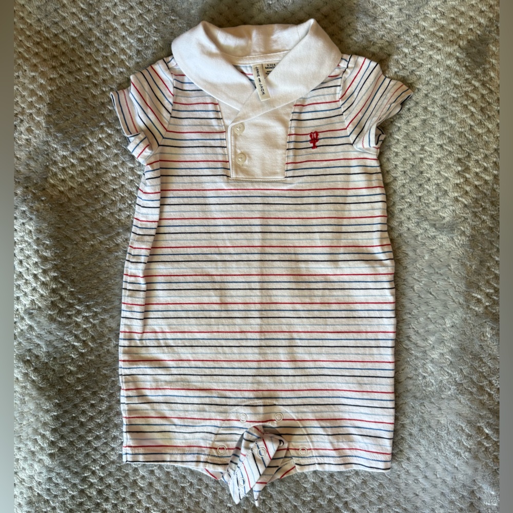 Janie & Jack Striped Baby Romper with Collar
